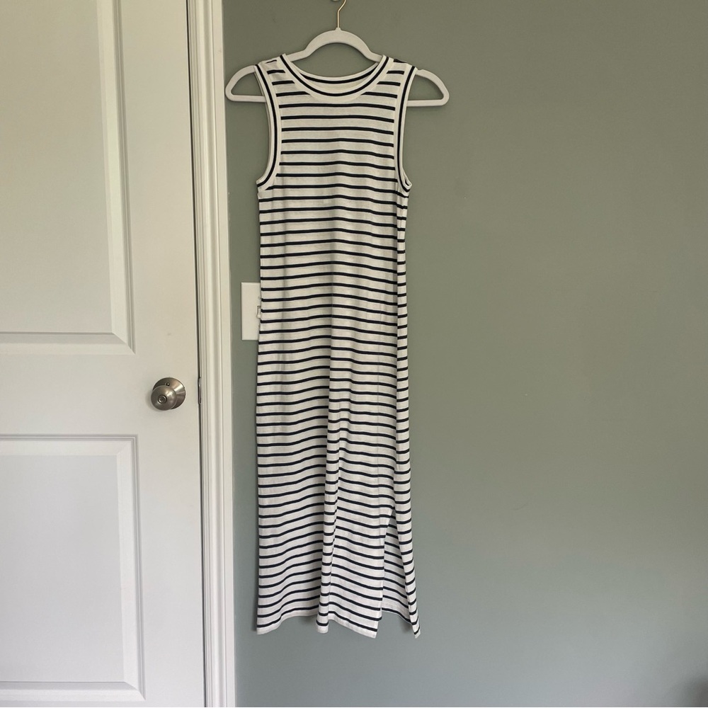 NWT Rails Sailor Nautical Stripe Navy White Cotton Sleeveless Midi Tank Dress